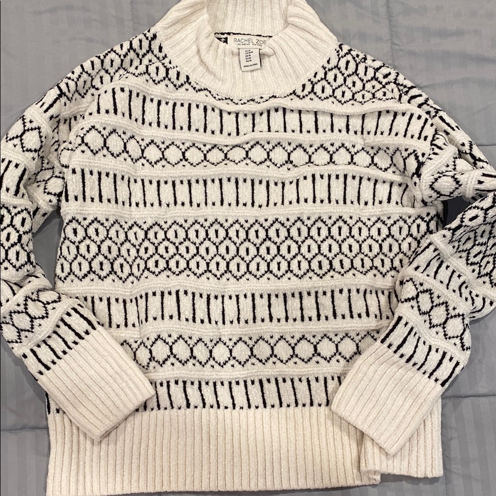 Rachel Zoe Cream and Black Knit Sweater